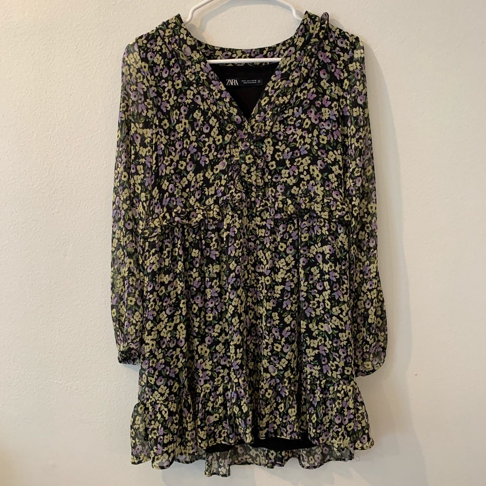 Zara Purple Floral Mini Dress